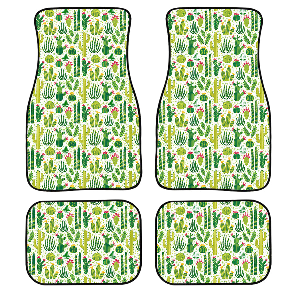 White Cactus Plant Pattern Print Front And Back Car Floor Mats/ Front Car Mat