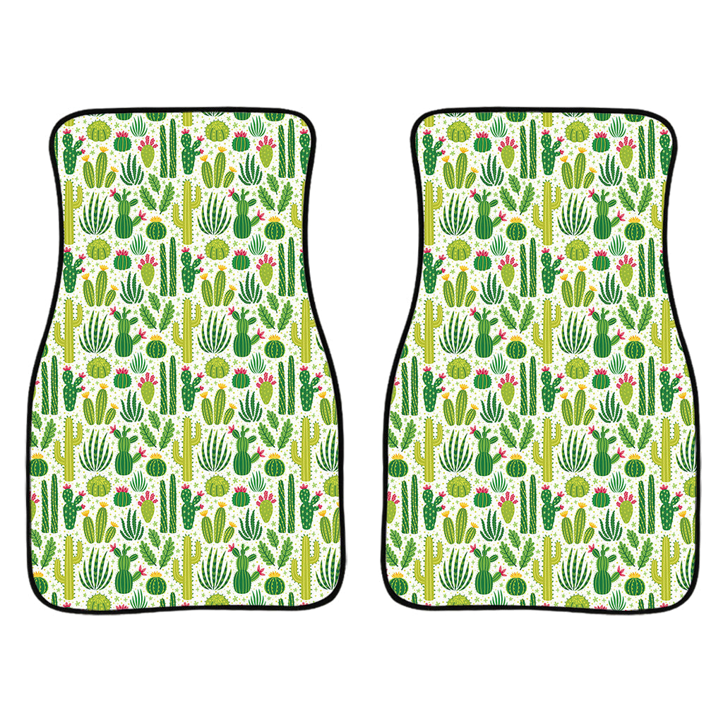 White Cactus Plant Pattern Print Front And Back Car Floor Mats/ Front Car Mat