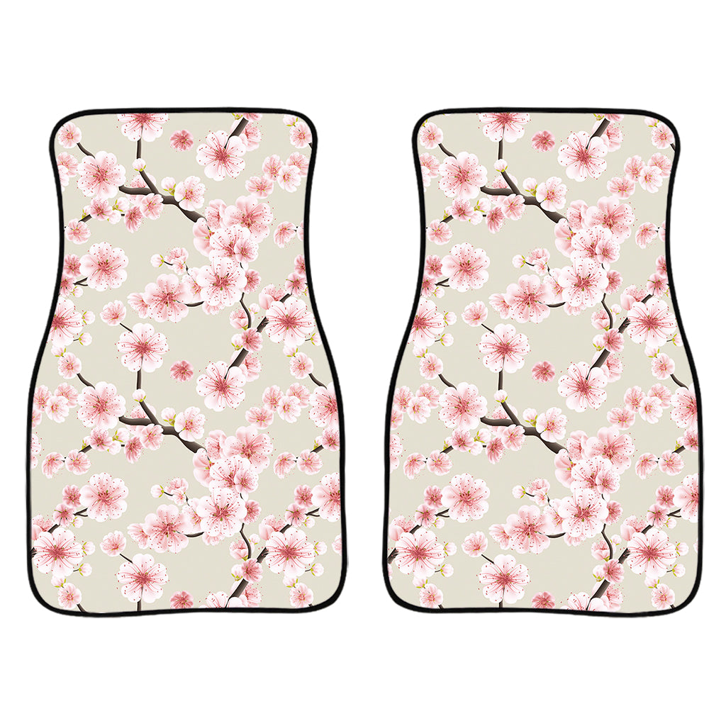 White Cherry Blossom Pattern Print Front And Back Car Floor Mats/ Front Car Mat
