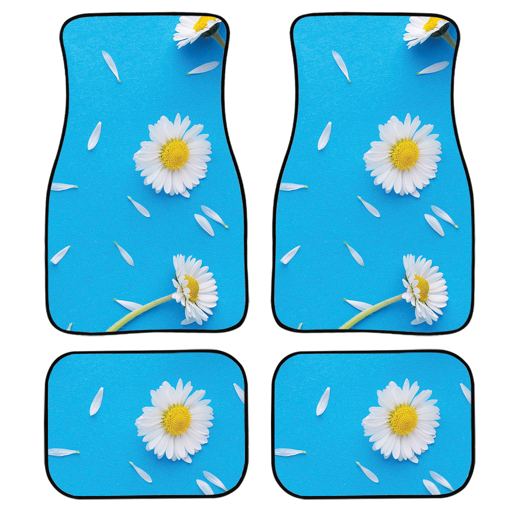White Daisy Flower Print Front And Back Car Floor Mats/ Front Car Mat