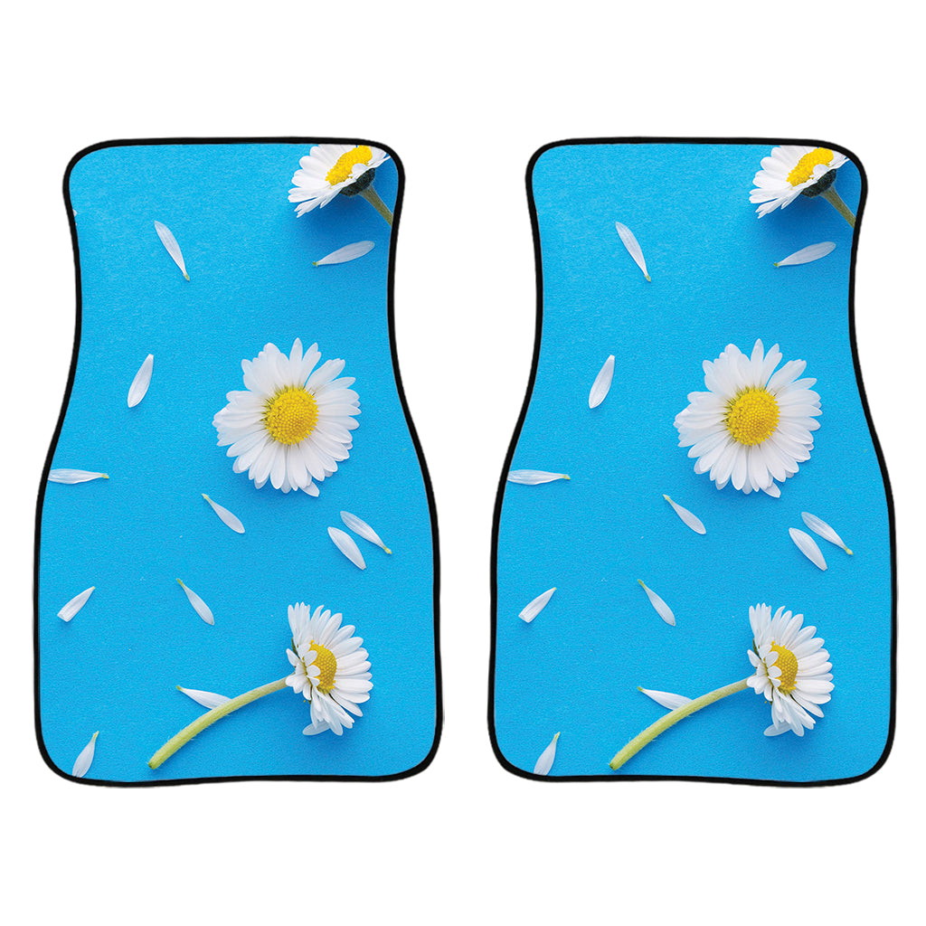 White Daisy Flower Print Front And Back Car Floor Mats/ Front Car Mat