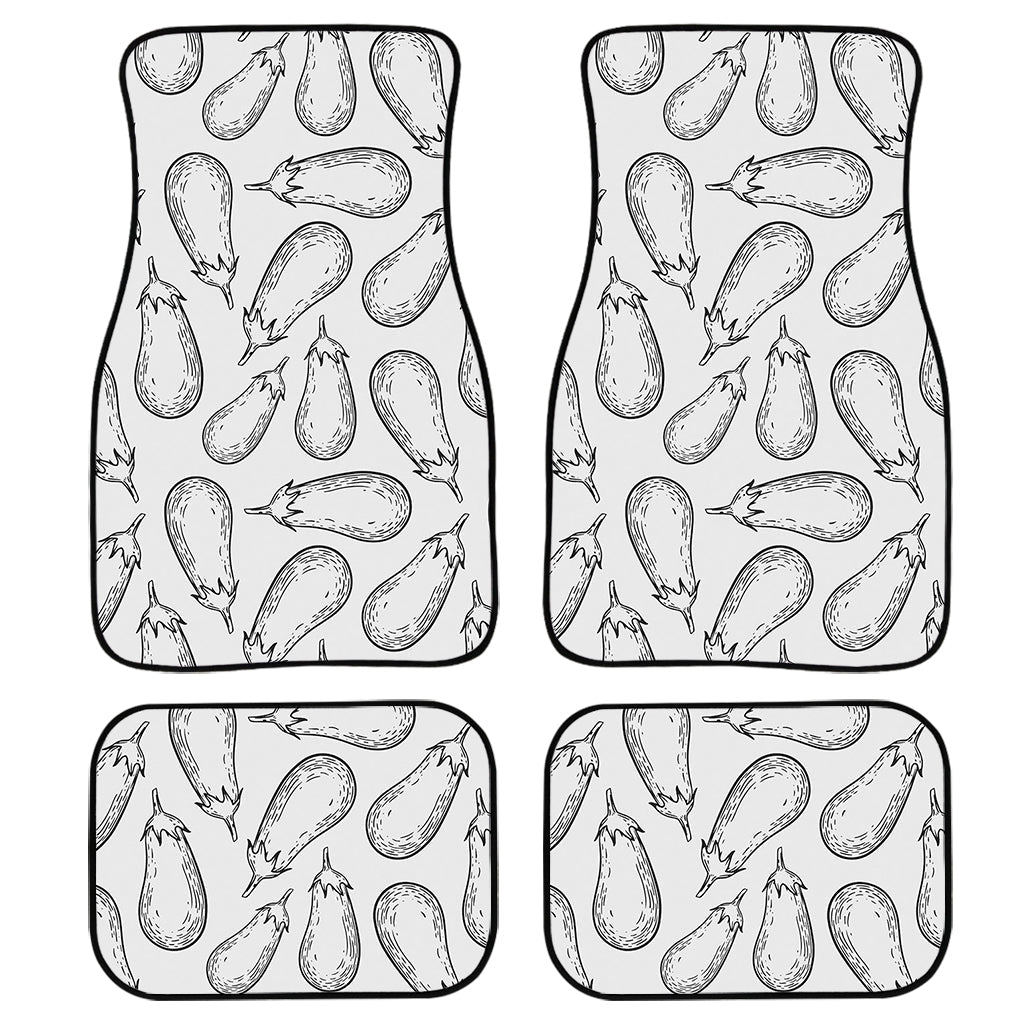 White Eggplant Drawing Print Front And Back Car Floor Mats/ Front Car Mat