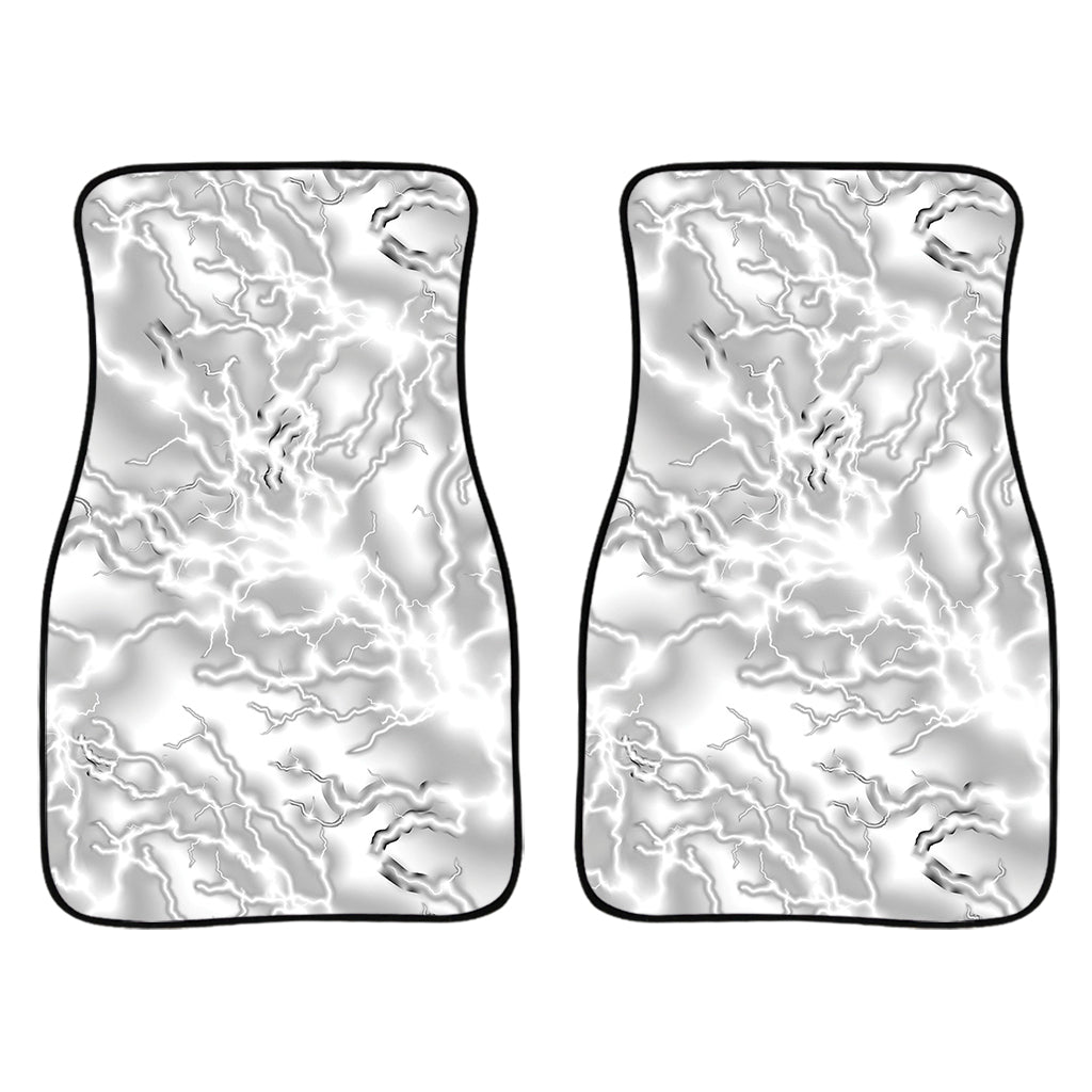 White Electric Lightning Print Front And Back Car Floor Mats/ Front Car Mat