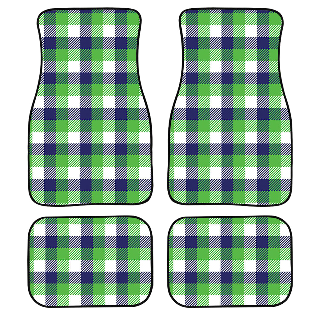 White Green And Blue Buffalo Plaid Print Front And Back Car Floor Mats/ Front Car Mat