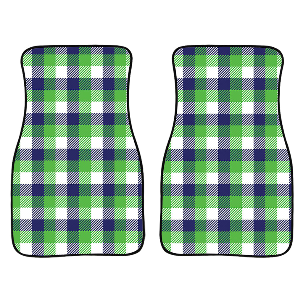 White Green And Blue Buffalo Plaid Print Front And Back Car Floor Mats/ Front Car Mat