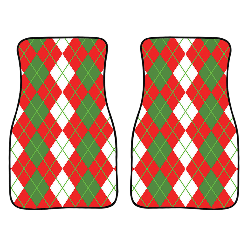 White Green And Red Argyle Pattern Print Front And Back Car Floor Mats/ Front Car Mat