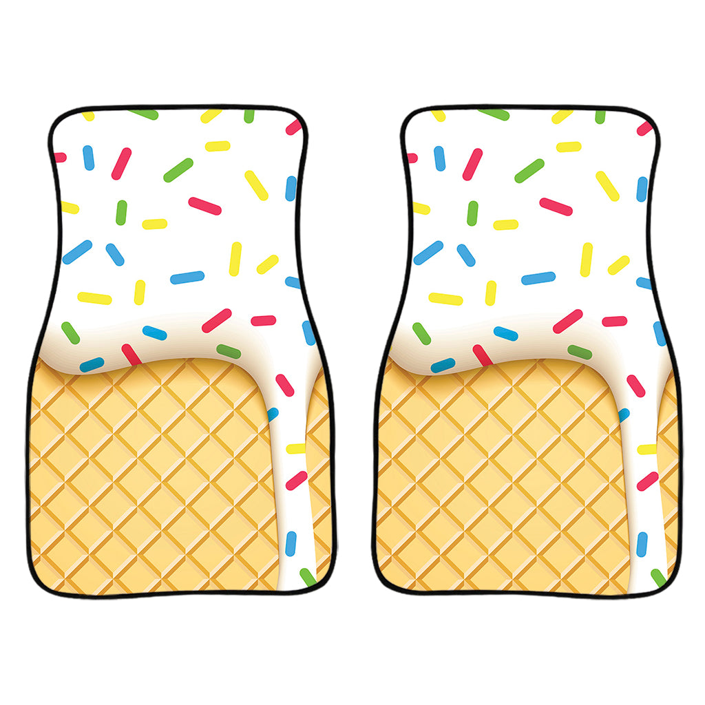 White Ice Cream Melted Print Front And Back Car Floor Mats/ Front Car Mat