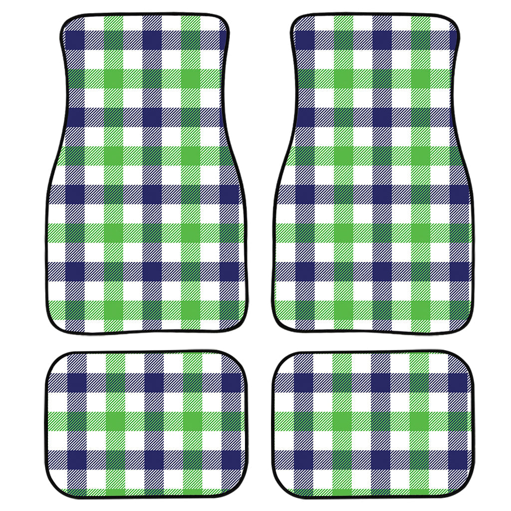 White Navy And Green Plaid Print Front And Back Car Floor Mats/ Front Car Mat