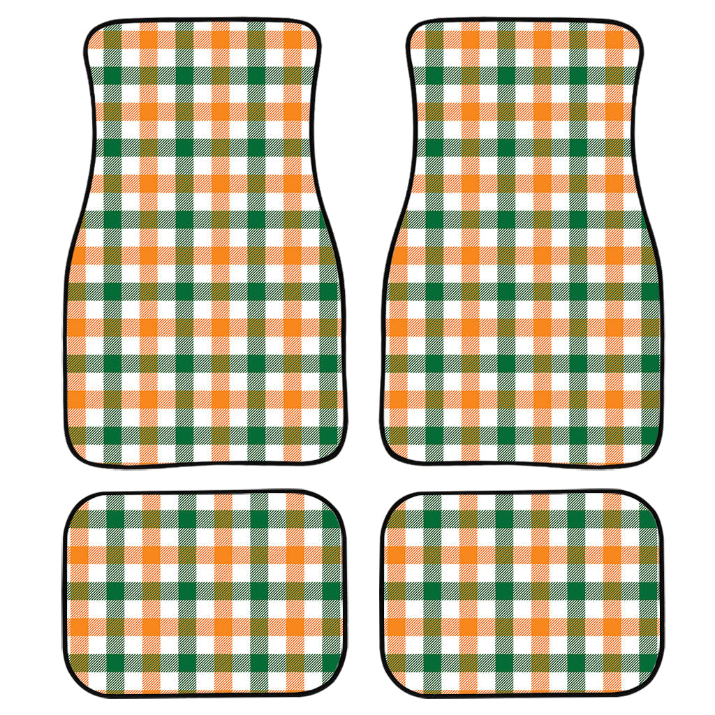 White Orange And Green Plaid Print Front And Back Car Floor Mats/ Front Car Mat