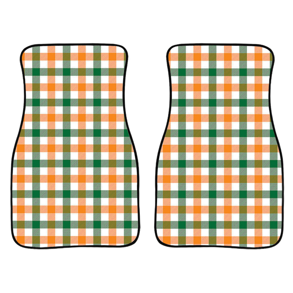 White Orange And Green Plaid Print Front And Back Car Floor Mats/ Front Car Mat