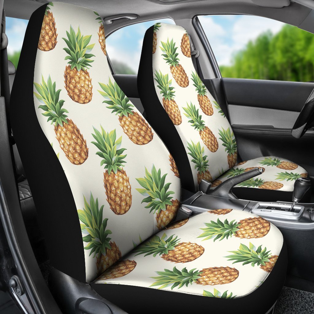 White Pineapple Pattern Print Universal Fit Car Seat Covers