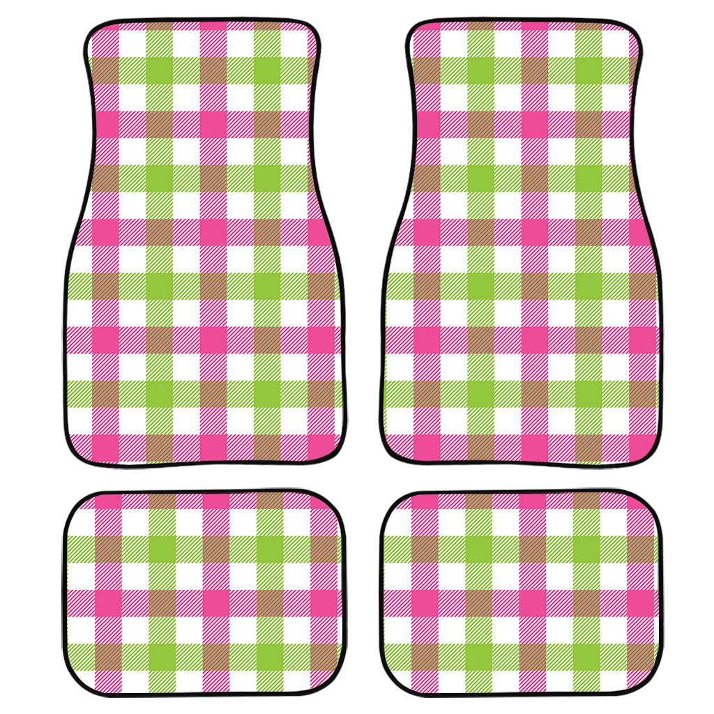White Pink And Green Buffalo Plaid Print Front And Back Car Floor Mats/ Front Car Mat