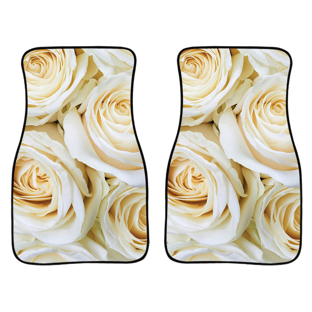 White Rose Print Front And Back Car Floor Mats/ Front Car Mat