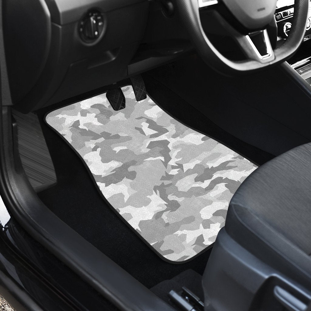 White Snow Camouflage Print Front And Back Car Floor Mats/ Front Car Mat