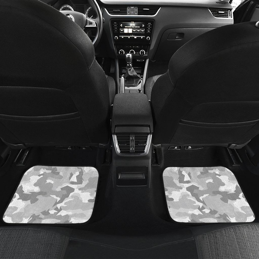 White Snow Camouflage Print Front And Back Car Floor Mats/ Front Car Mat