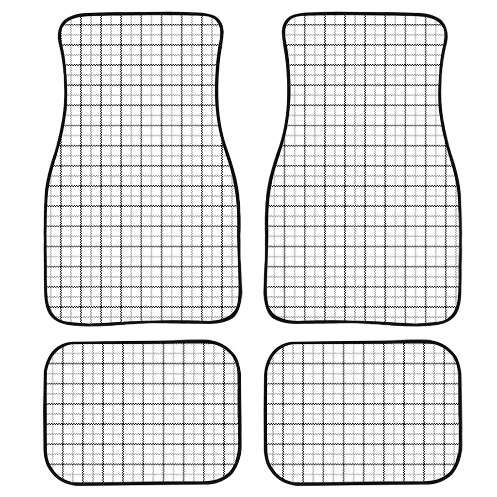 White Tattersall Pattern Print Front And Back Car Floor Mats/ Front Car Mat