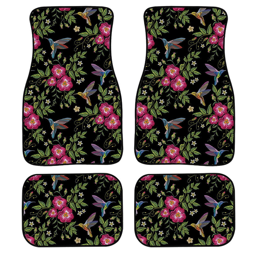Wild Flowers And Hummingbird Print Front And Back Car Floor Mats/ Front Car Mat