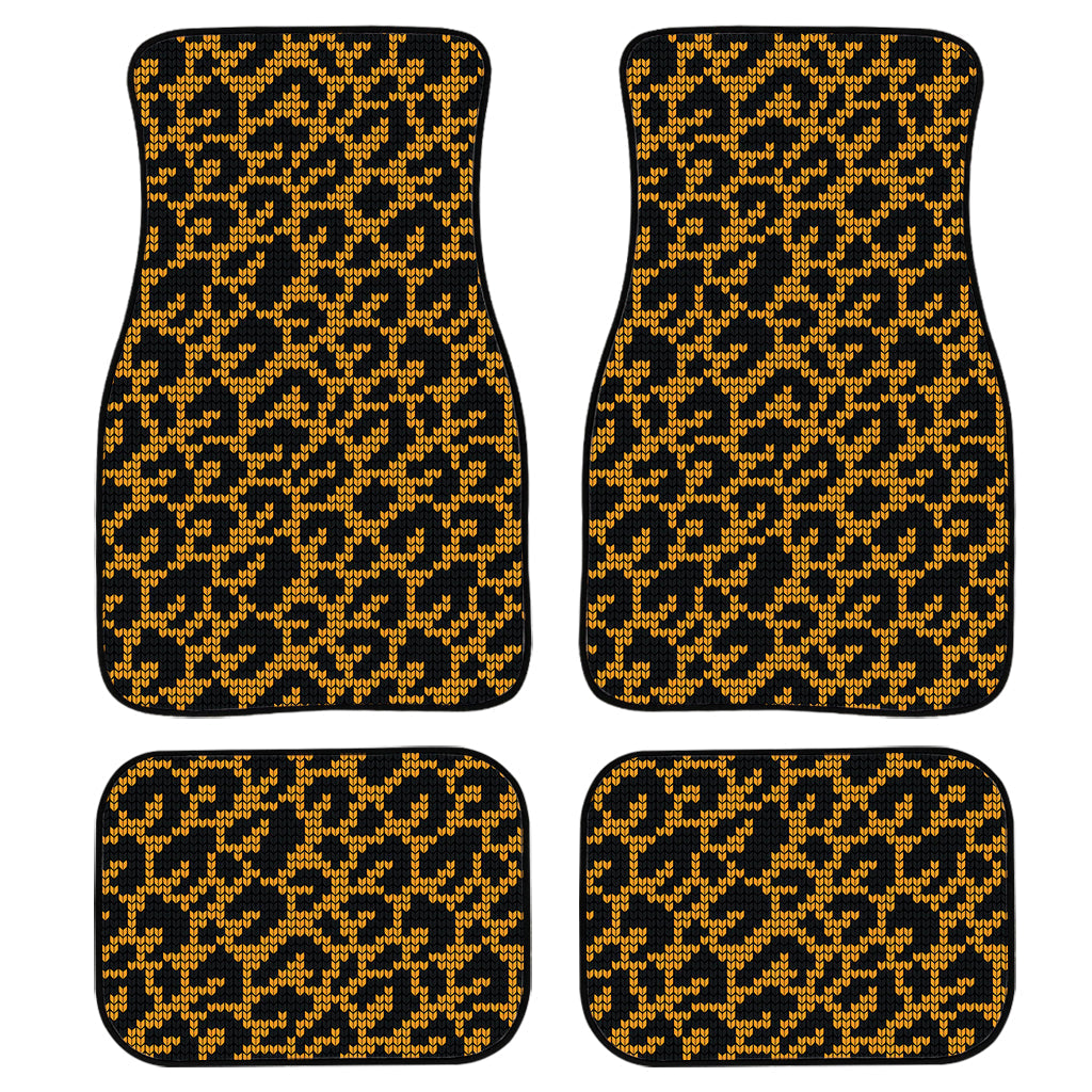 Wild Leopard Knitted Pattern Print Front And Back Car Floor Mats/ Front Car Mat