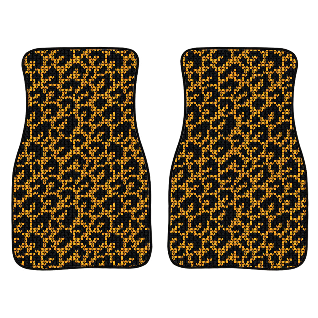 Wild Leopard Knitted Pattern Print Front And Back Car Floor Mats/ Front Car Mat