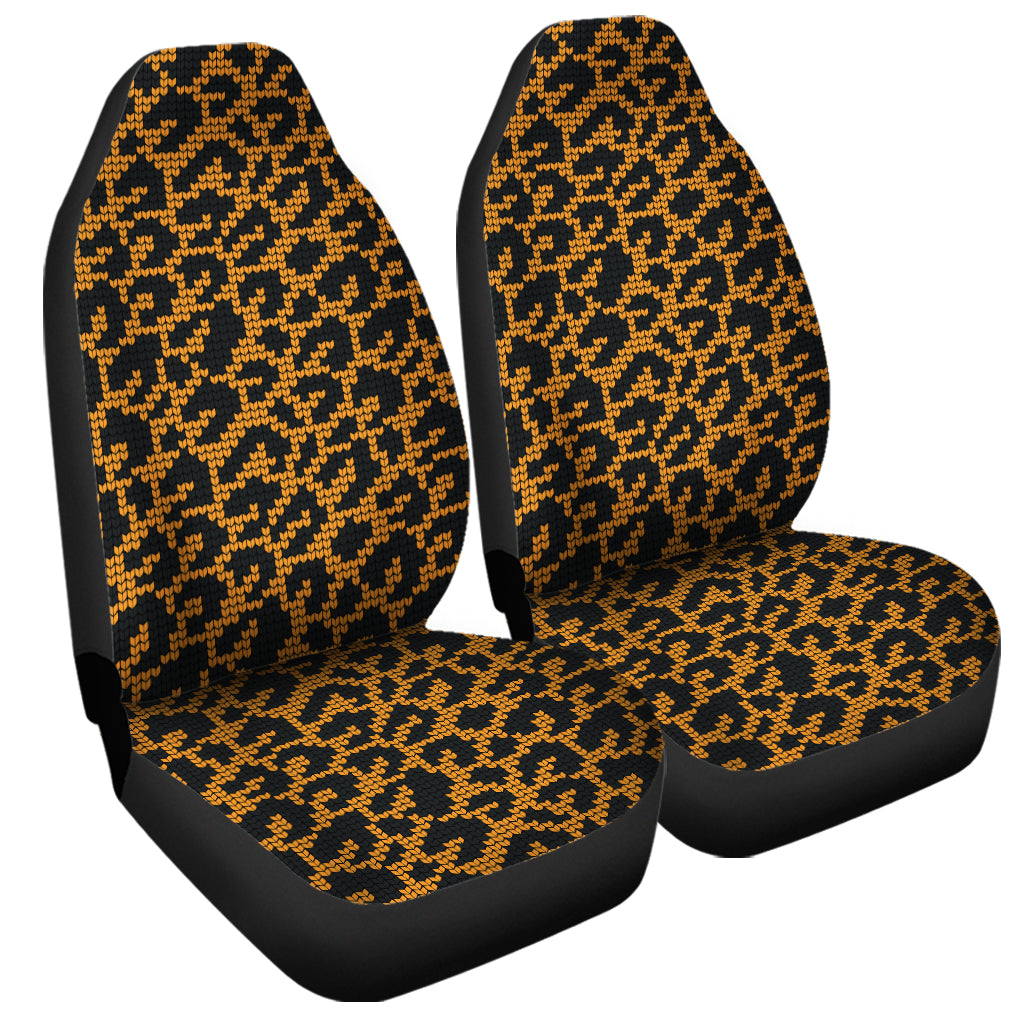 Wild Leopard Knitted Pattern Print Universal Fit Car Seat Covers