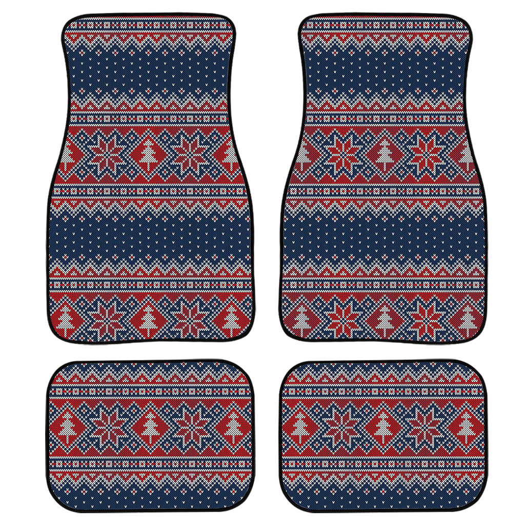 Winter Holiday Knitted Pattern Print Front And Back Car Floor Mats/ Front Car Mat