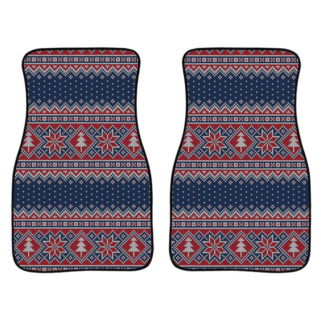Winter Holiday Knitted Pattern Print Front And Back Car Floor Mats/ Front Car Mat