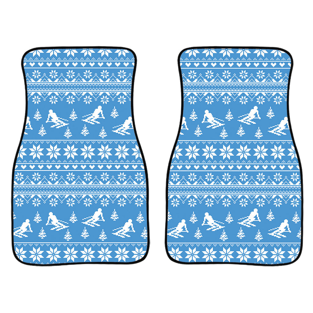 Winter Ski Knitting Pattern Print Front And Back Car Floor Mats/ Front Car Mat