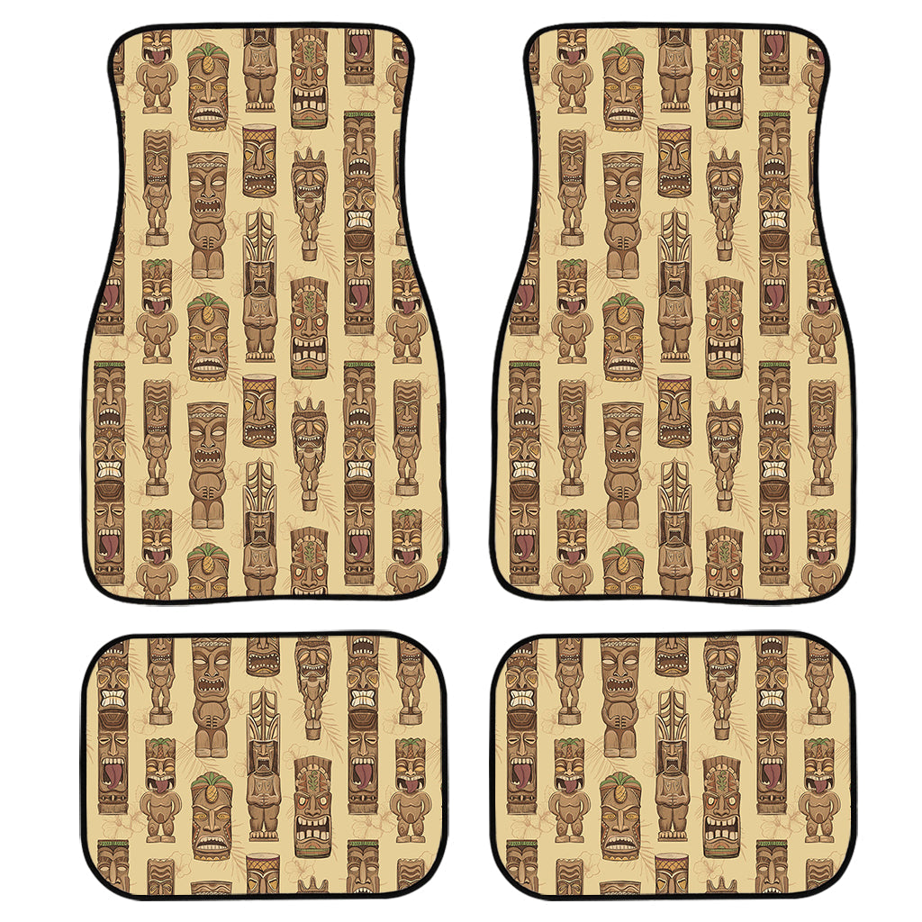 Wooden Tiki Pattern Print Front And Back Car Floor Mats/ Front Car Mat