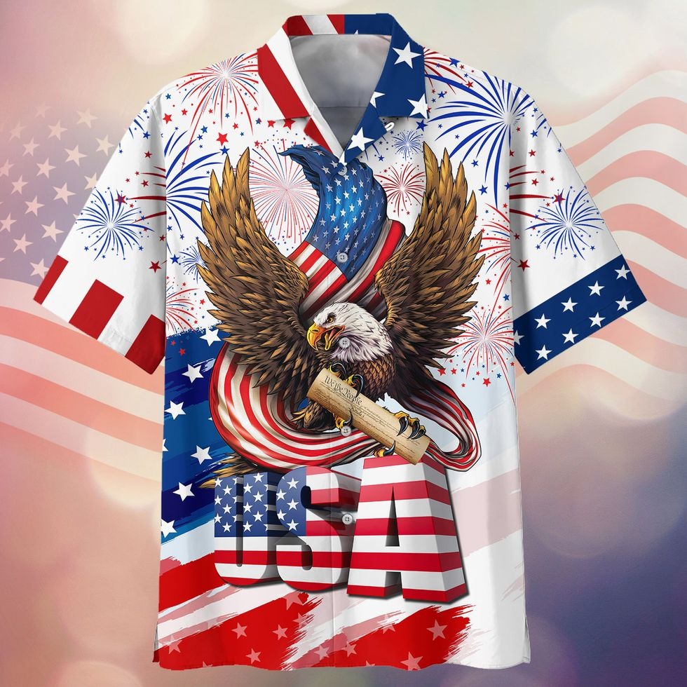 Eagle Usa Independence Day Aloha Hawaiian Shirt For Men And Women/ Best 4Th Of July 3D Hawaii Shirt