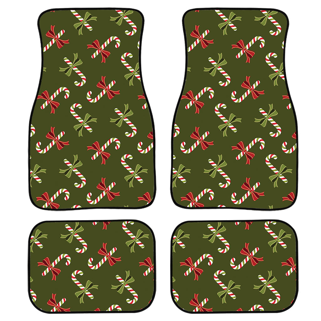Xmas Candy Cane Pattern Print Front And Back Car Floor Mats/ Front Car Mat