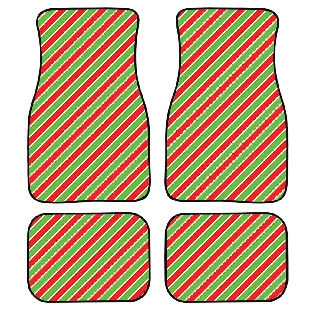 Xmas Candy Cane Stripes Print Front And Back Car Floor Mats/ Front Car Mat