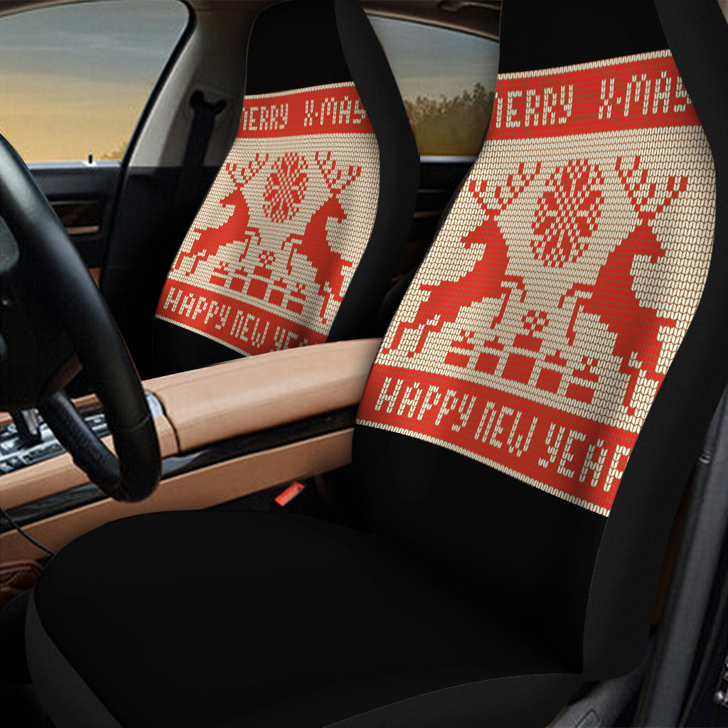 Xmas Deer Knitted Print Universal Fit Car Seat Covers