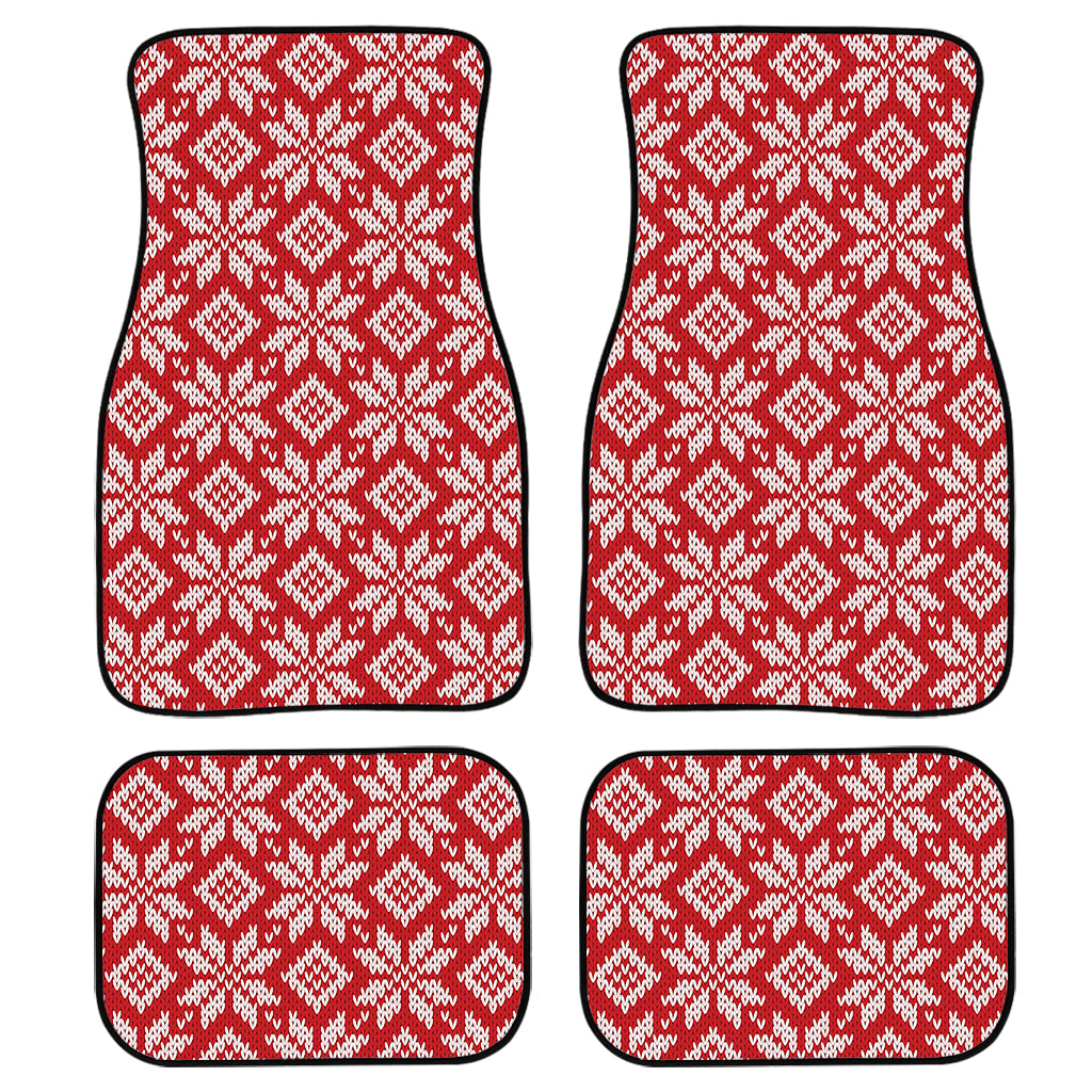 Xmas Nordic Knitted Pattern Print Front And Back Car Floor Mats/ Front Car Mat