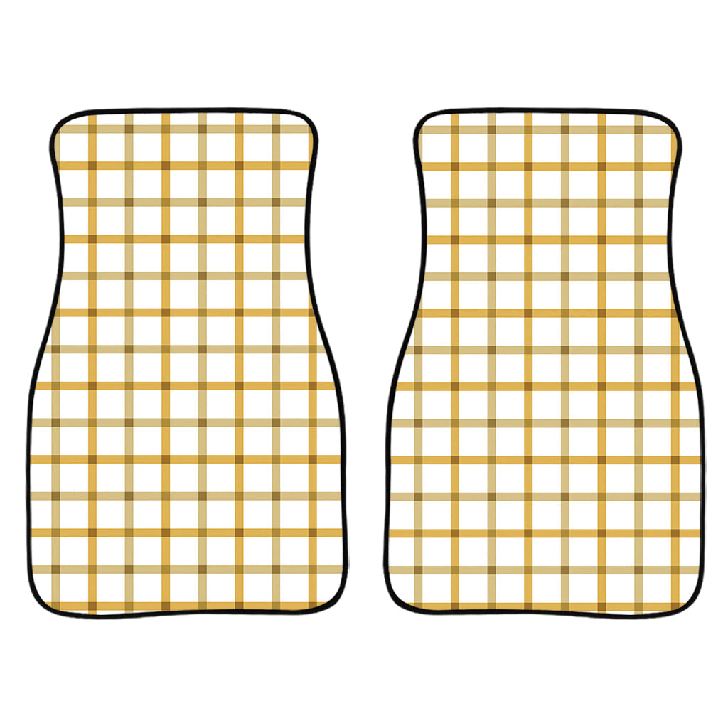 Yellow And Beige Tattersall Print Front And Back Car Floor Mats/ Front Car Mat