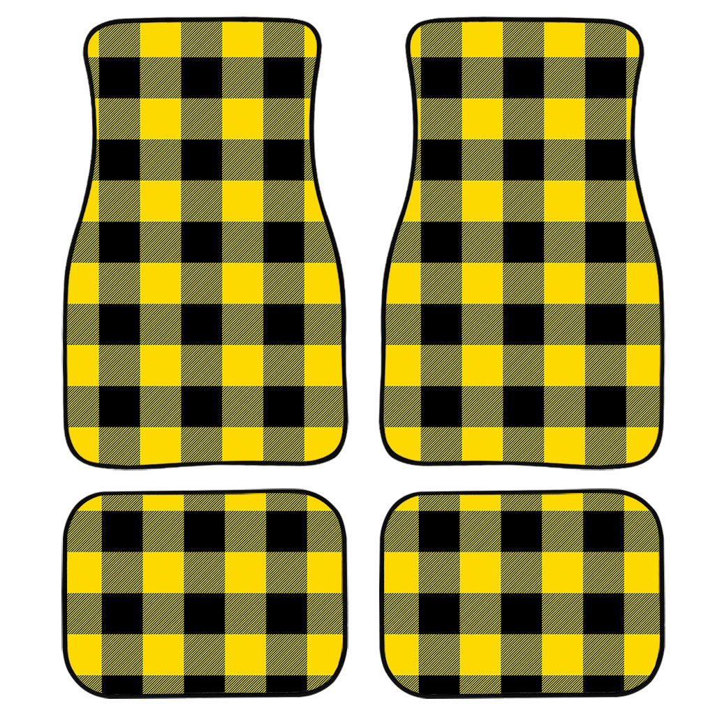 Yellow And Black Buffalo Check Print Front And Back Car Floor Mats/ Front Car Mat
