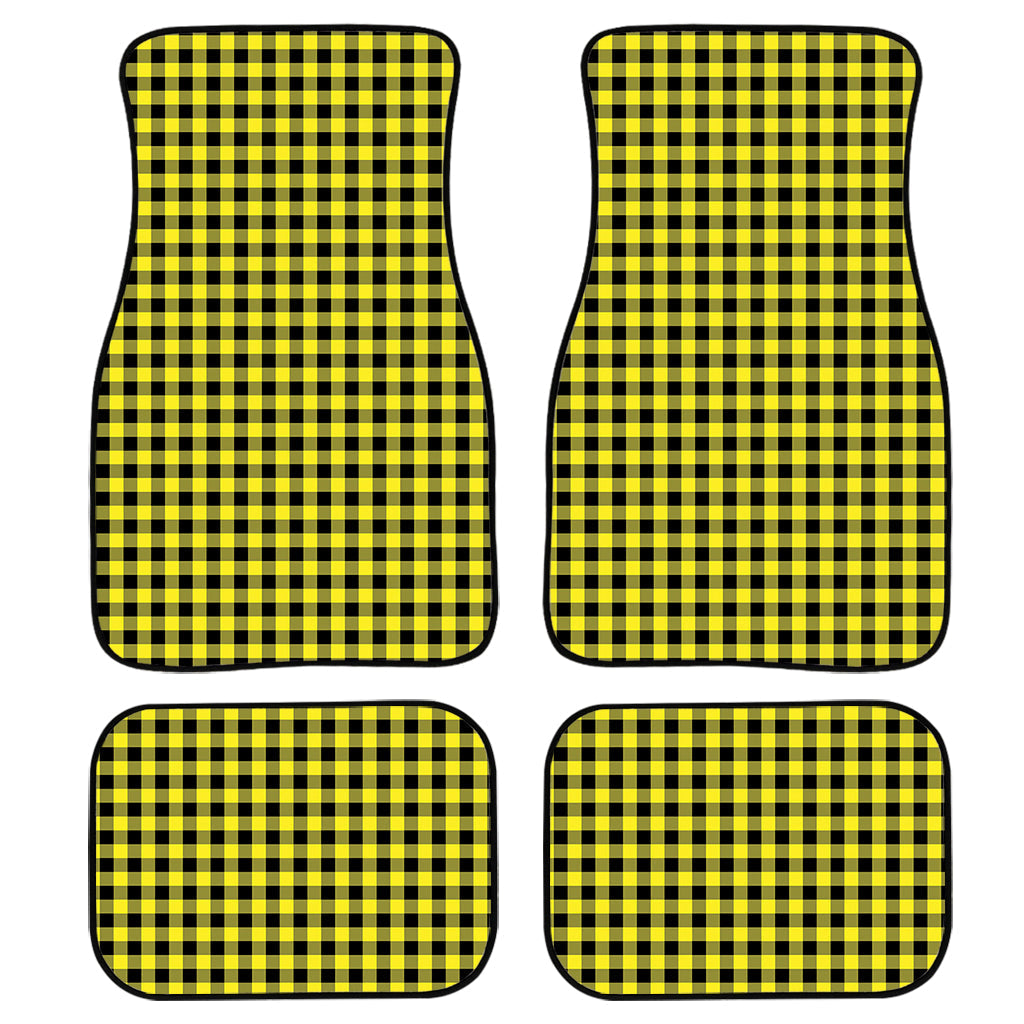 Yellow And Black Check Pattern Print Front And Back Car Floor Mats/ Front Car Mat
