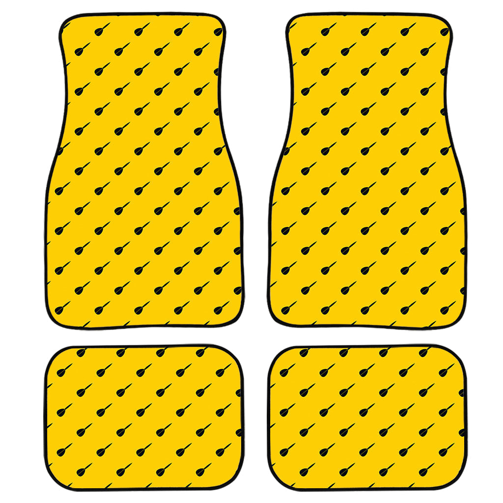 Yellow And Black Dart Pattern Print Front And Back Car Floor Mats/ Front Car Mat