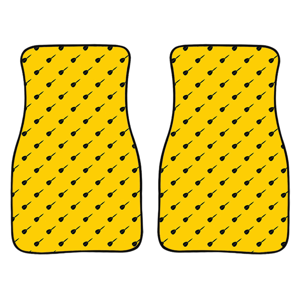 Yellow And Black Dart Pattern Print Front And Back Car Floor Mats/ Front Car Mat
