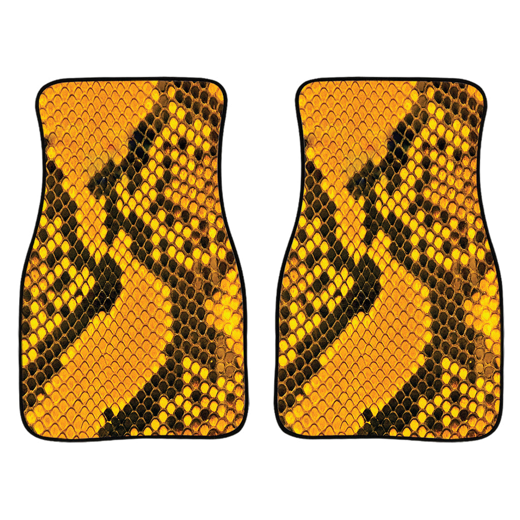Yellow And Black Snakeskin Print Front And Back Car Floor Mats/ Front Car Mat