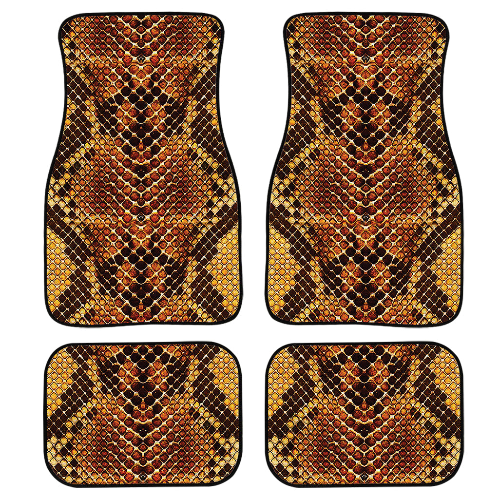 Yellow And Brown Snakeskin Print Front And Back Car Floor Mats/ Front Car Mat