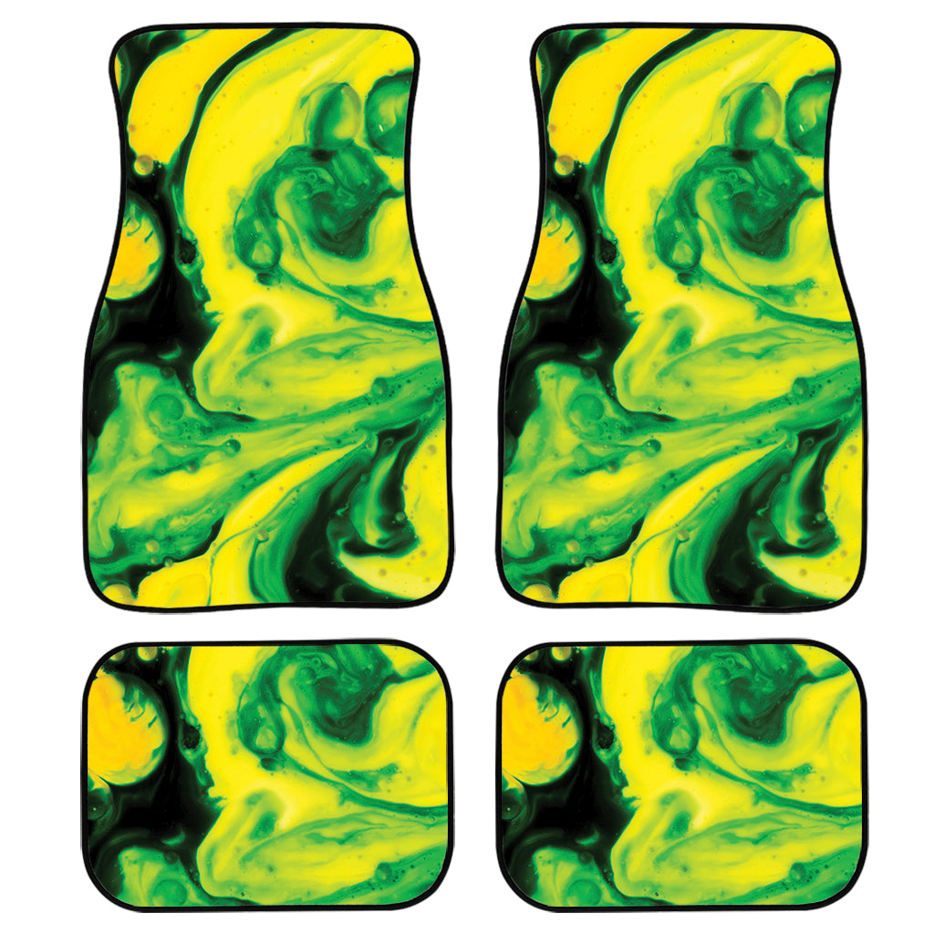 Yellow And Green Acid Melt Print Front And Back Car Floor Mats/ Front Car Mat