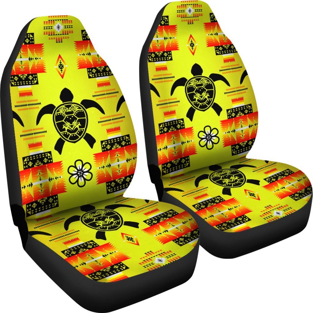 Yellow And Orange Native Turtle Universal Fit Car Seat Covers