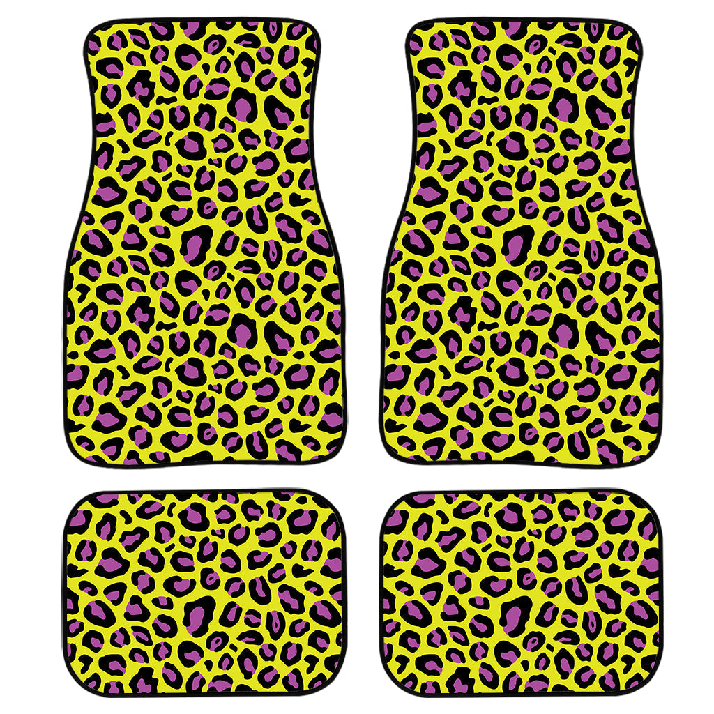 Yellow And Purple Leopard Pattern Print Front And Back Car Floor Mats/ Front Car Mat