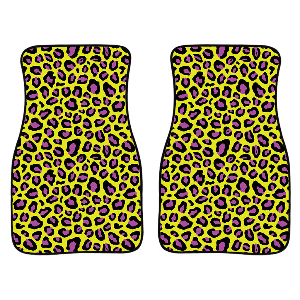 Yellow And Purple Leopard Pattern Print Front And Back Car Floor Mats/ Front Car Mat