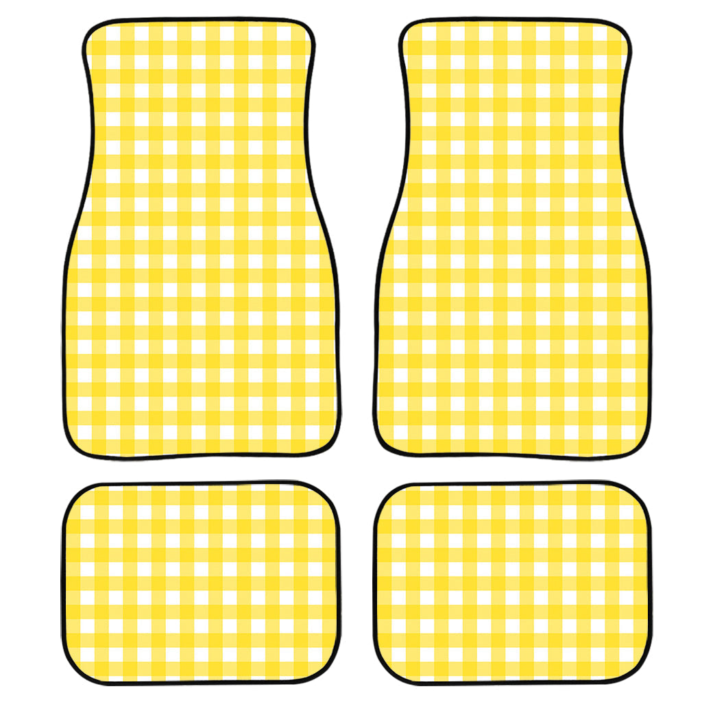 Yellow And White Check Pattern Print Front And Back Car Floor Mats/ Front Car Mat