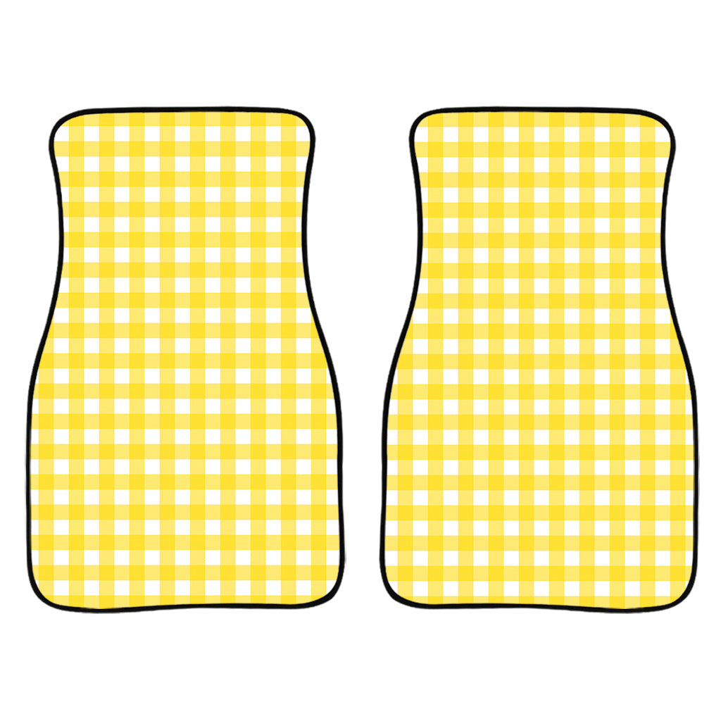 Yellow And White Check Pattern Print Front And Back Car Floor Mats/ Front Car Mat