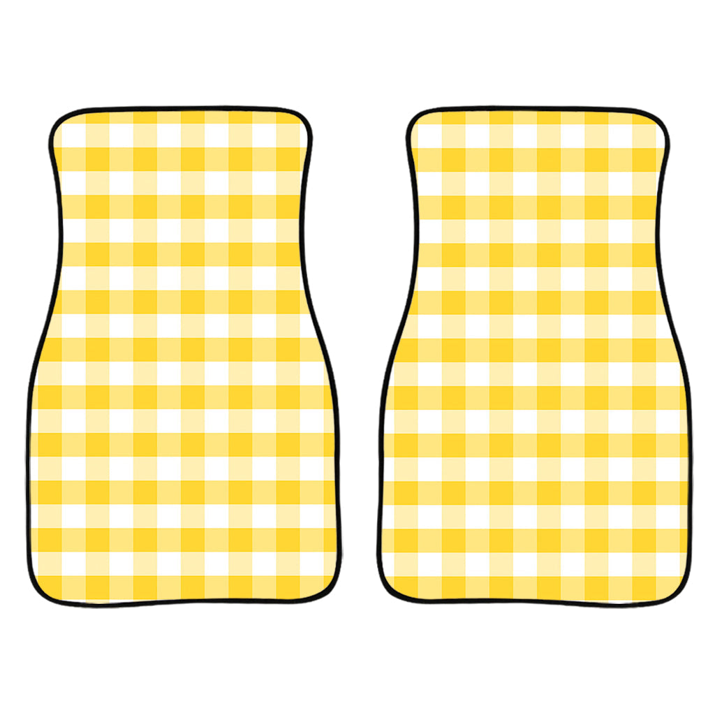 Yellow And White Gingham Pattern Print Front And Back Car Floor Mats/ Front Car Mat