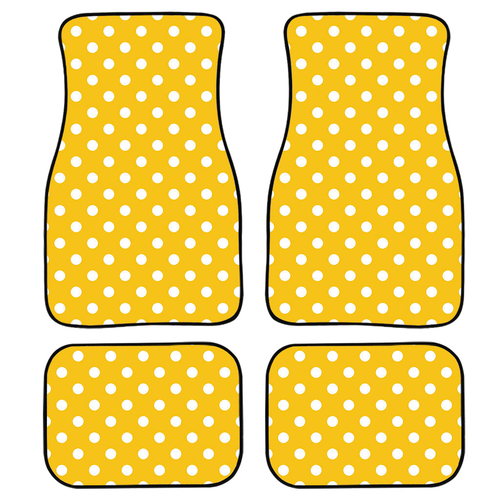 Yellow And White Polka Dot Pattern Print Front And Back Car Floor Mats/ Front Car Mat