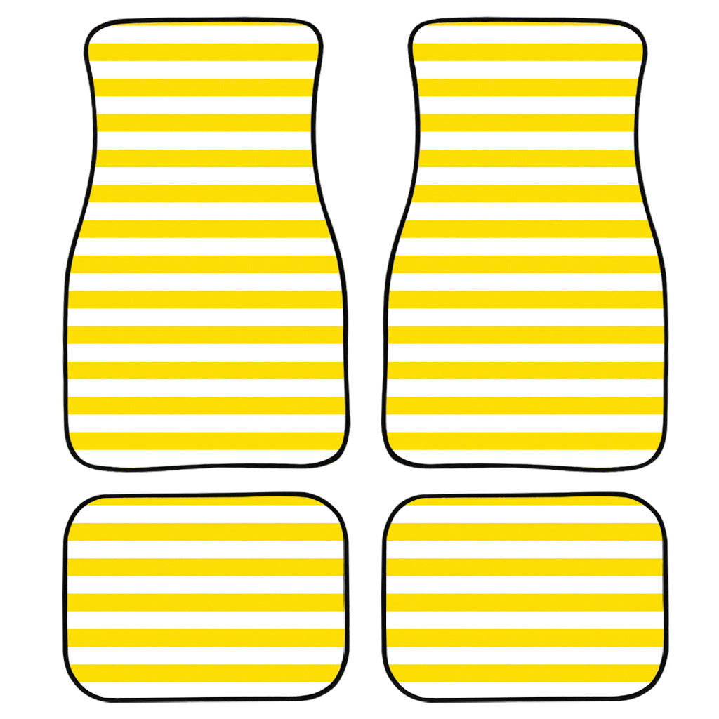 Yellow And White Striped Pattern Print Front And Back Car Floor Mats/ Front Car Mat