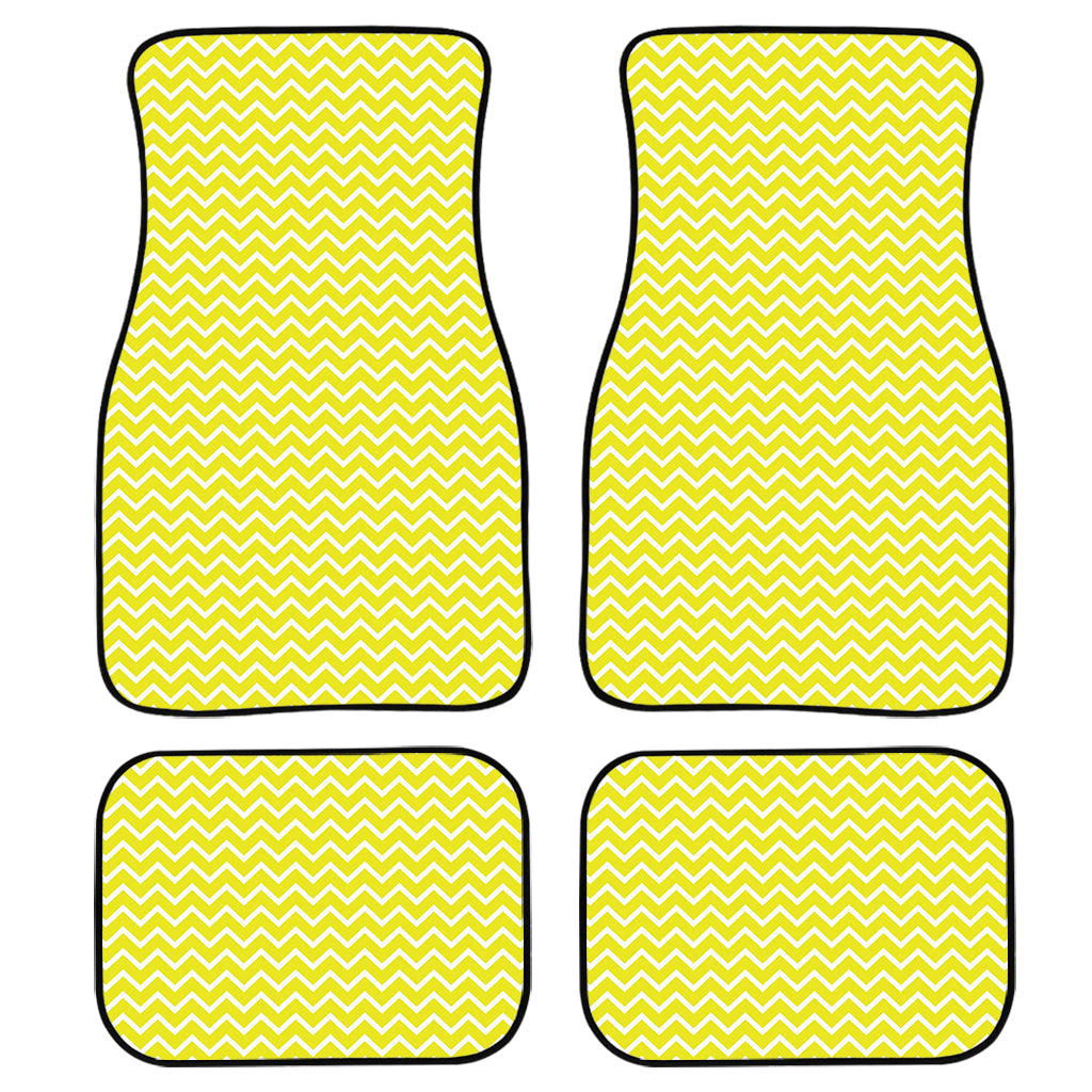 Yellow And White Zigzag Pattern Print Front And Back Car Floor Mats/ Front Car Mat